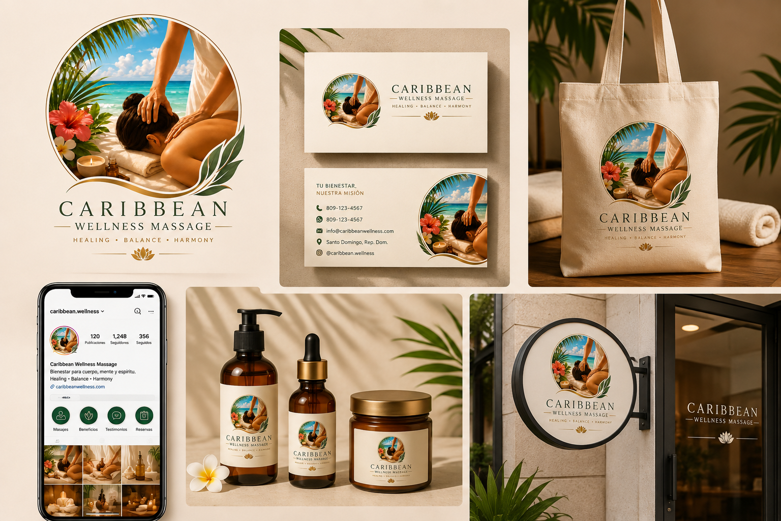 Caribbean Wellness Massage visual identity