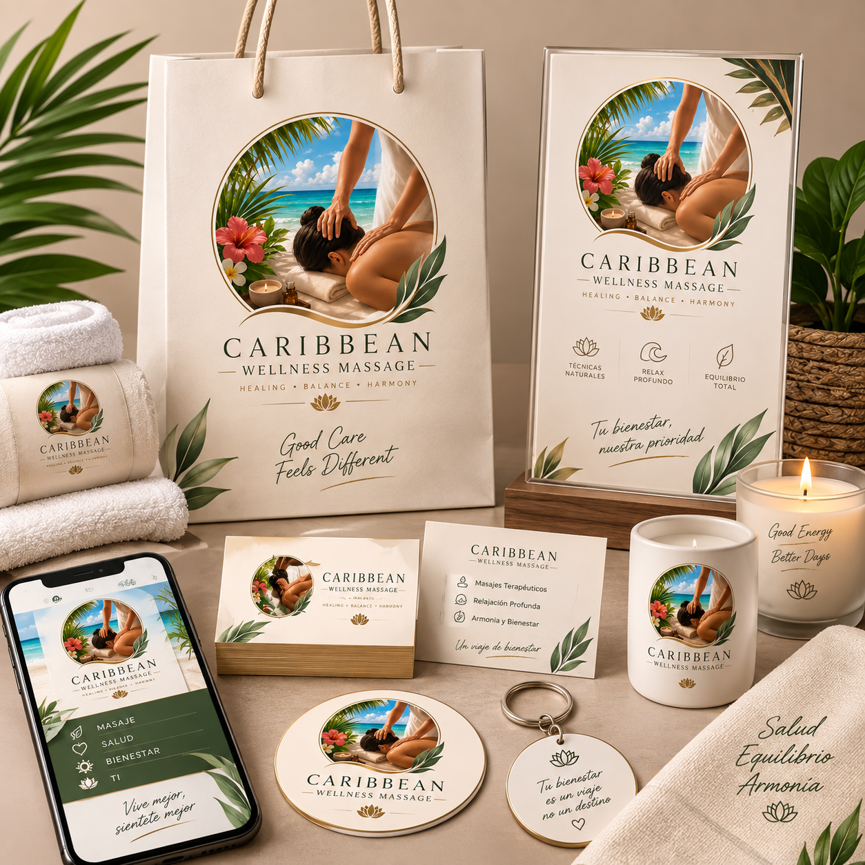Caribbean Wellness Massage professional brand mockup